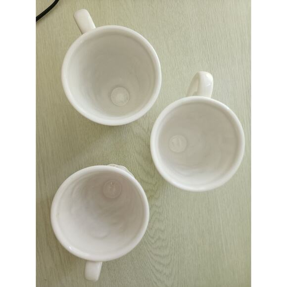 Cups/Mugs-Roscher-Cream on Cream-"Paisley Collection"-Relief-Footed-Set of 3 - Picture 9 of 15